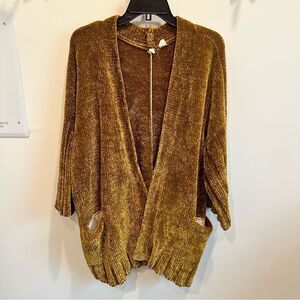 Anthropologie Moth XS Gold Yellow Cardigan Thick Chunky Knit Sweater Cardigan